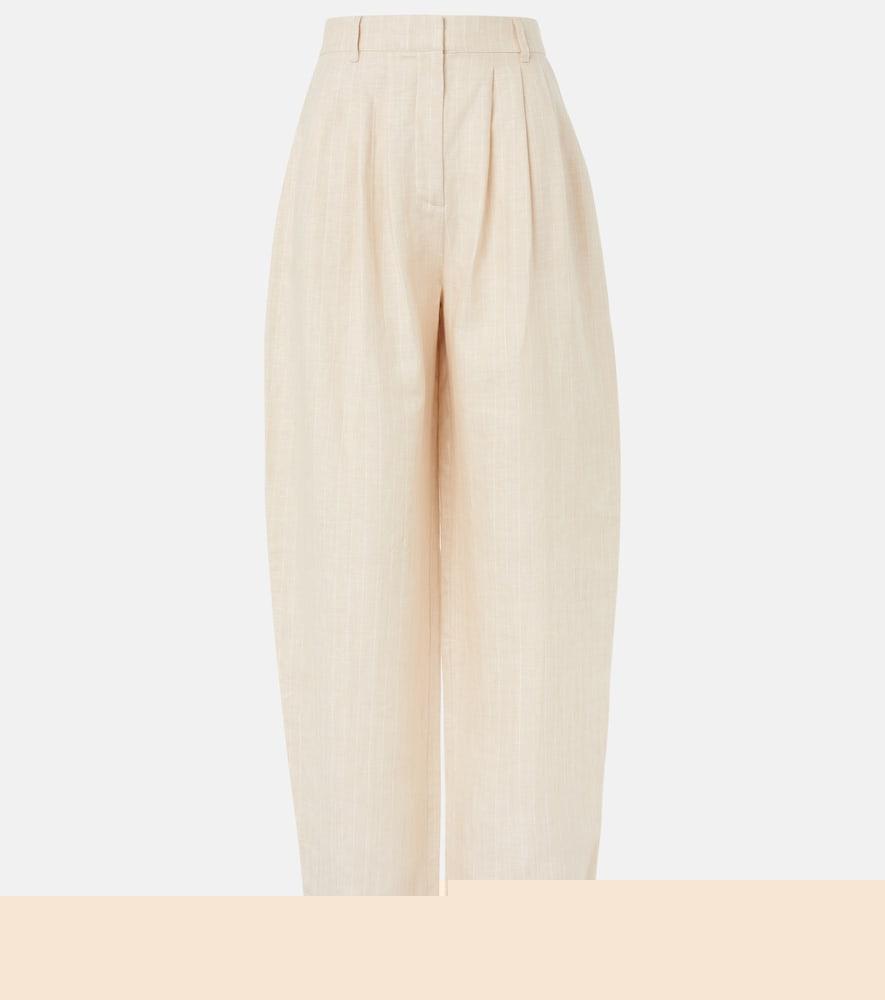 posse lucille pinstripe linen barrel-leg pants