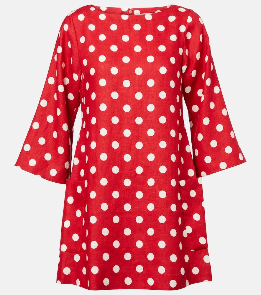posse nina polka-dot linen minidress