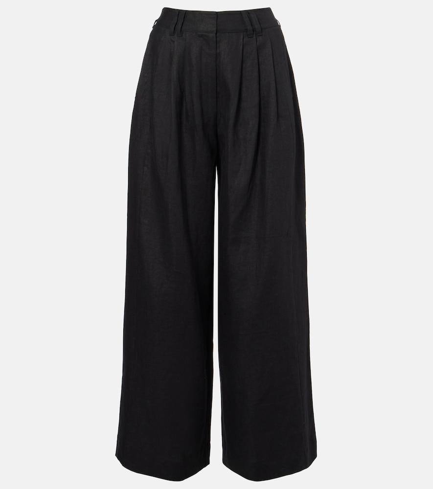 posse parker high-rise linen wide-leg pants
