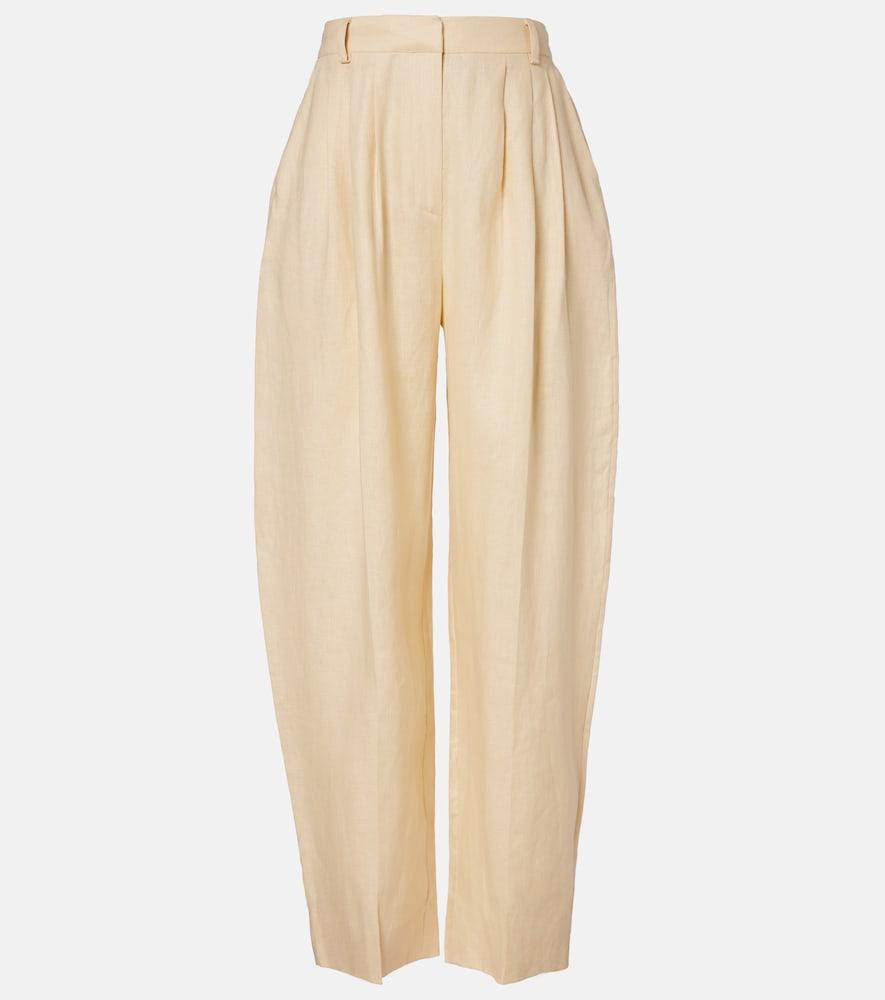 posse rio pleated linen barrel-leg pants