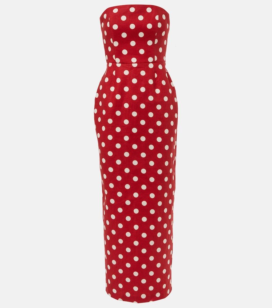 posse romeo polka-dot linen maxi dress