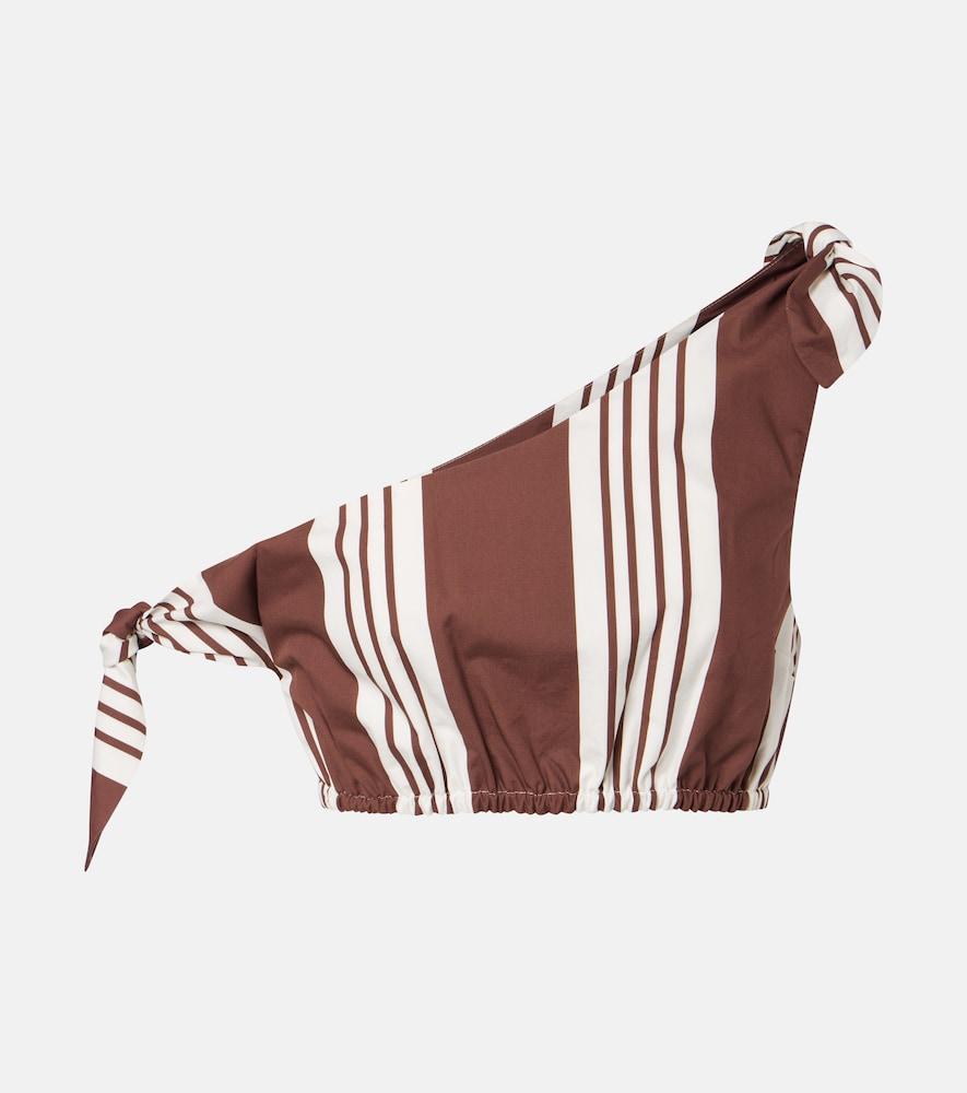 posse rosie asymmetric striped cotton crop top