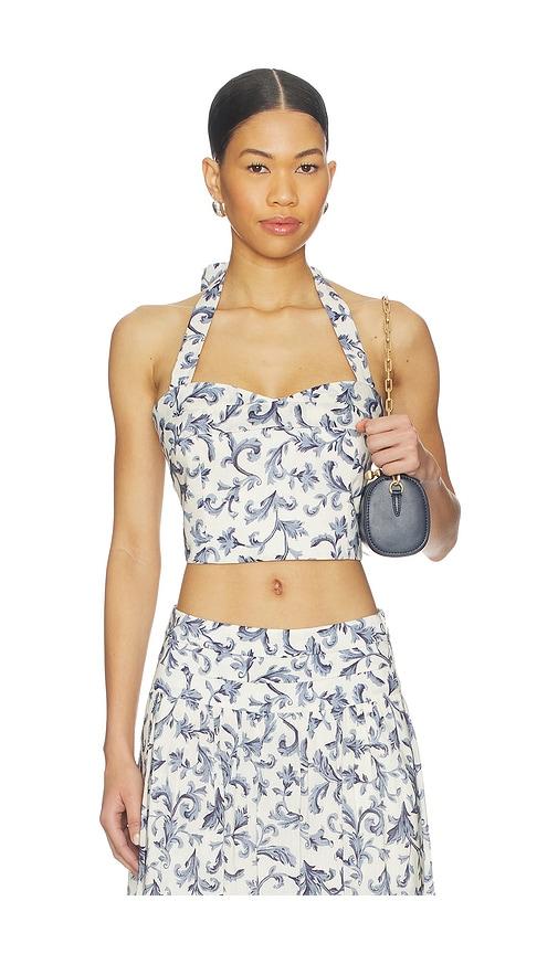 posse rue halter top in slate,white. - size m (also in xxs)