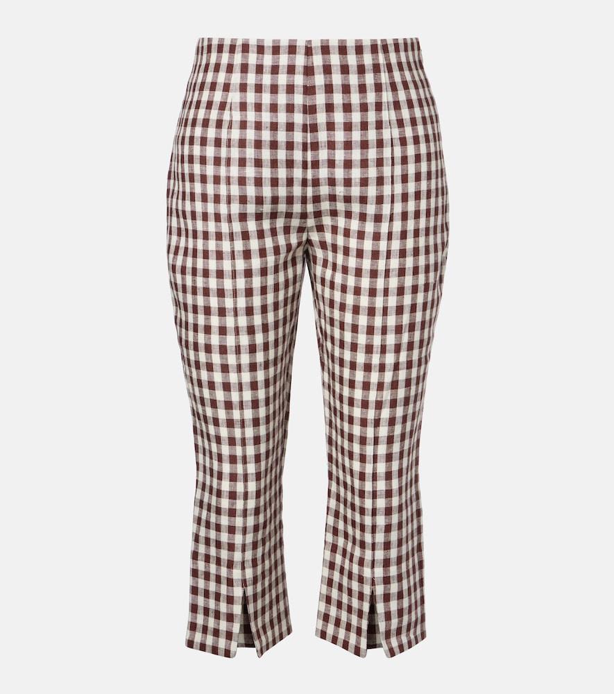 posse sadie gingham linen capri pants