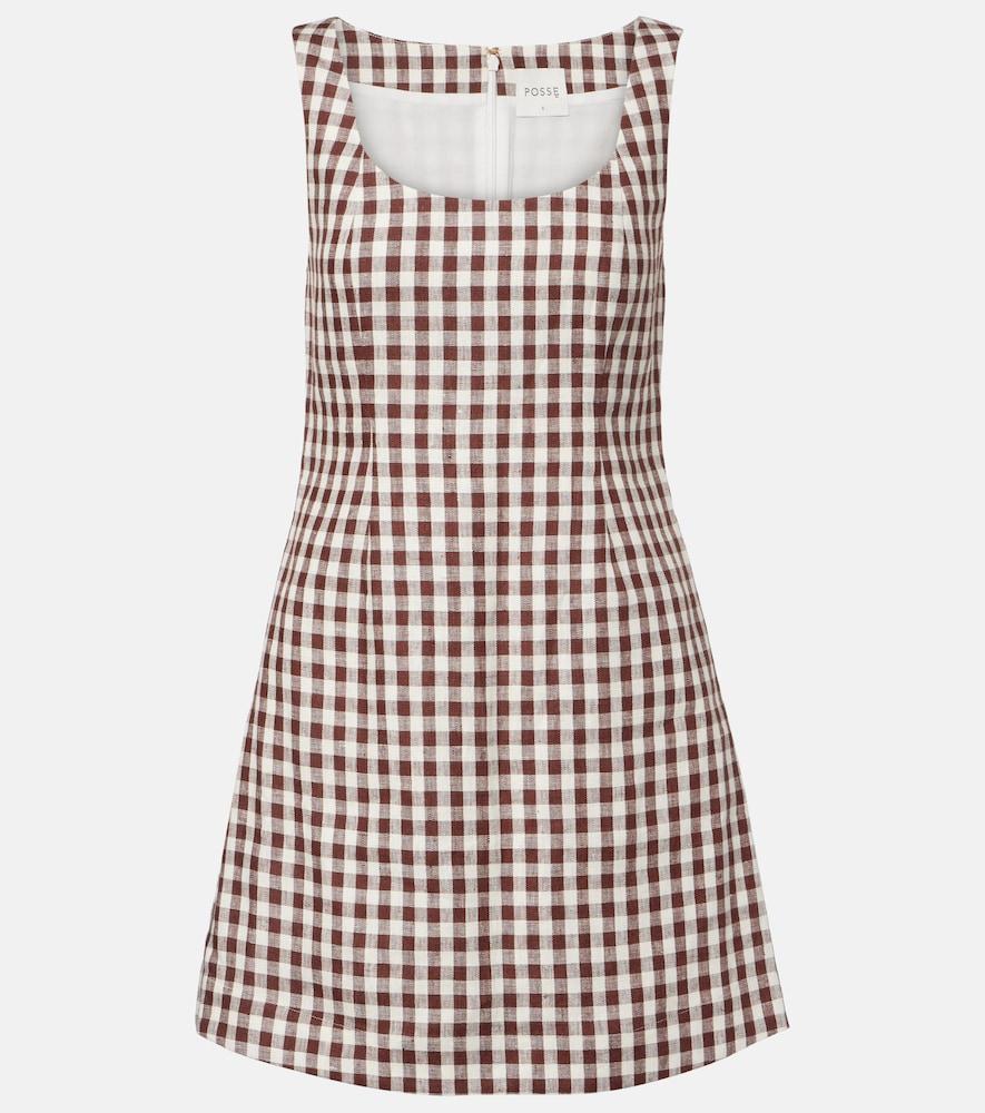 posse sadie gingham linen minidress