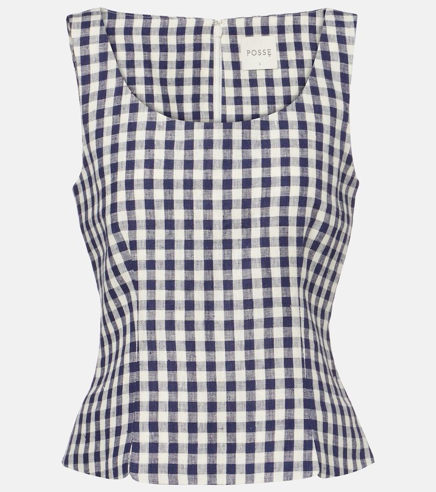 posse sadie gingham linen top