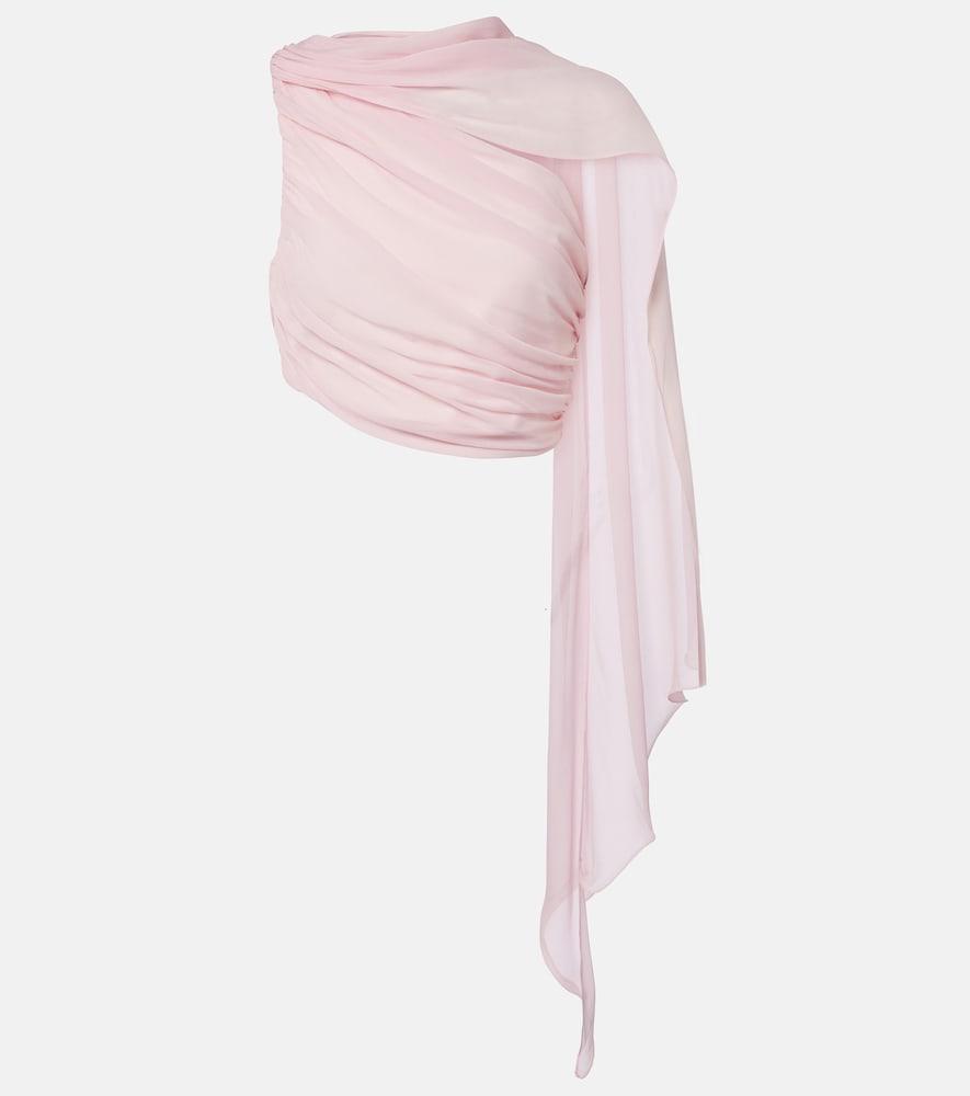 posse solene gathered scarf-detail mesh top