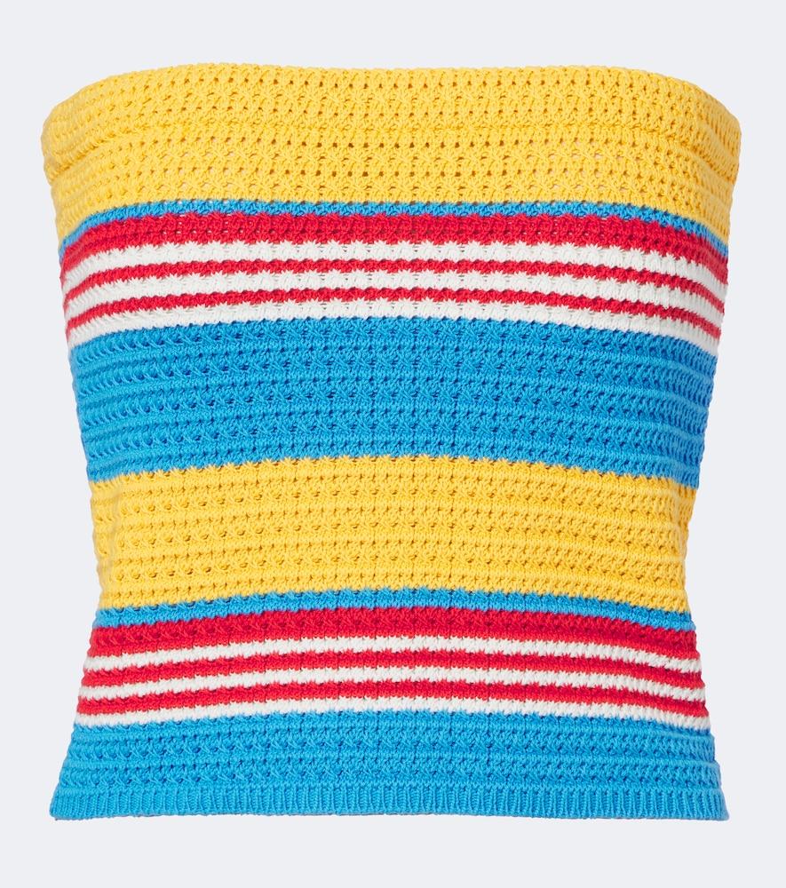 posse tammy striped cotton strapless top