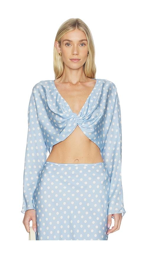 posse tillie long sleeve top in baby blue,white. - size l (also in s, m)
