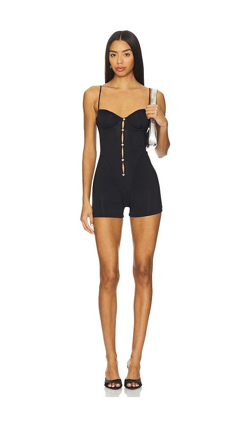 poster girl sheer gloss romper in black. - size l (also in xl)