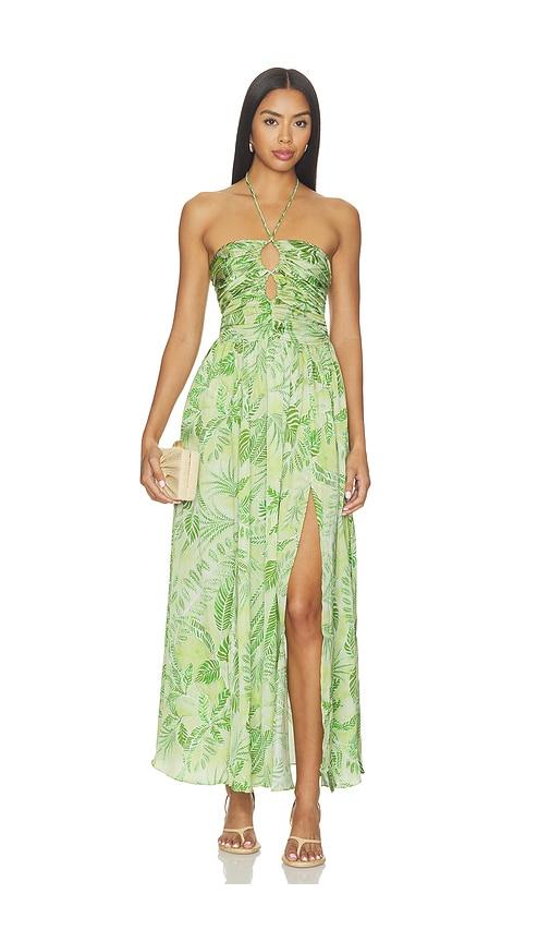 poupette st barth avril long dress in green. - size l (also in xs, s, m)