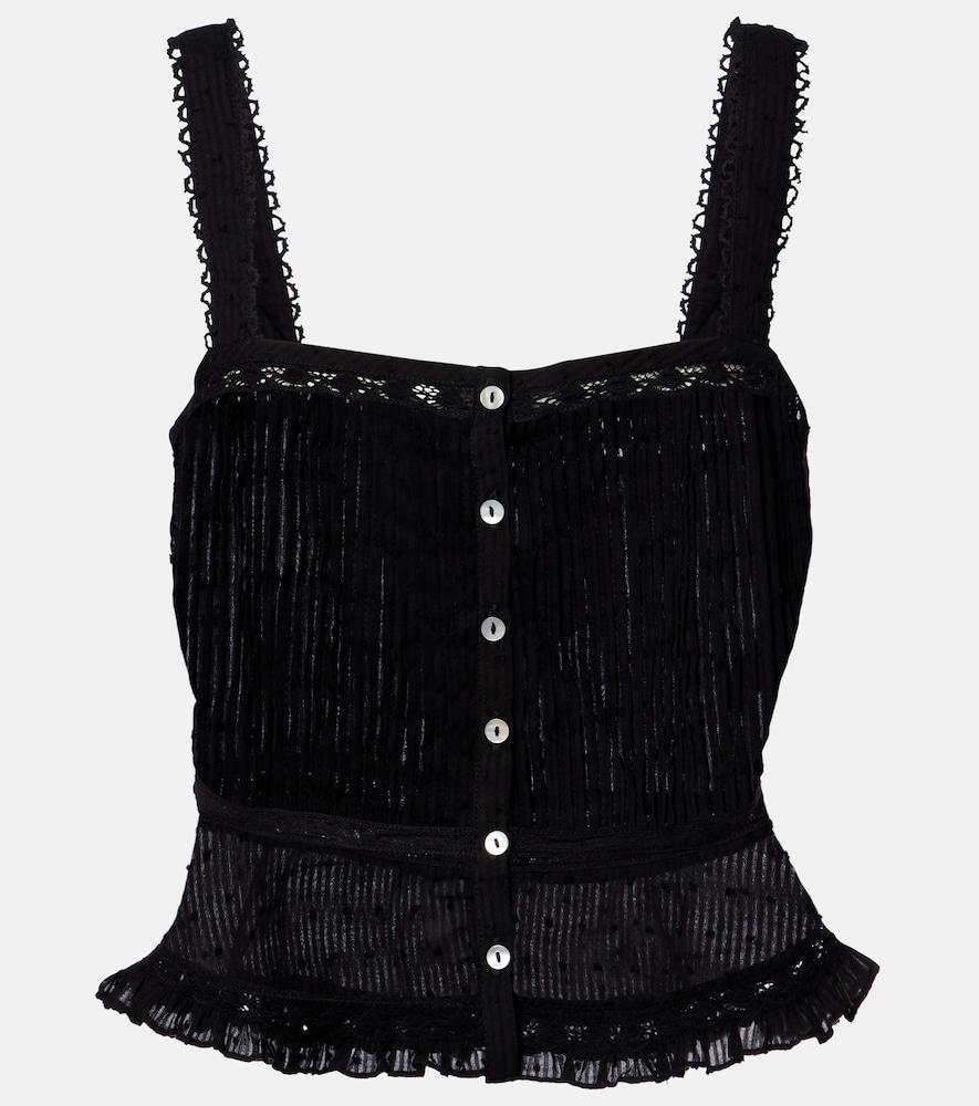 poupette st barth berry lace-trimmed cotton top
