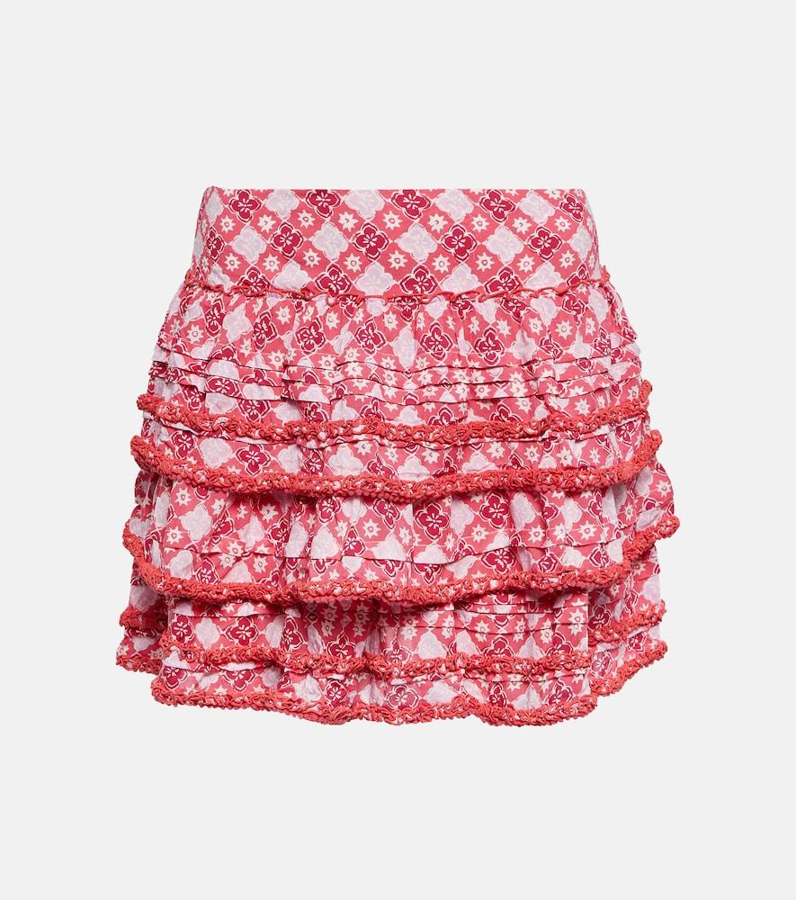 poupette st barth bibi printed tiered miniskirt