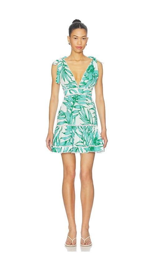 poupette st barth cara mini dress in white,green. - size m (also in s, xs)