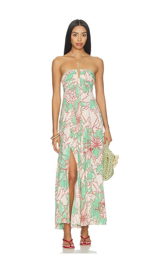 poupette st barth carla long dress in green. - size m (also in s)