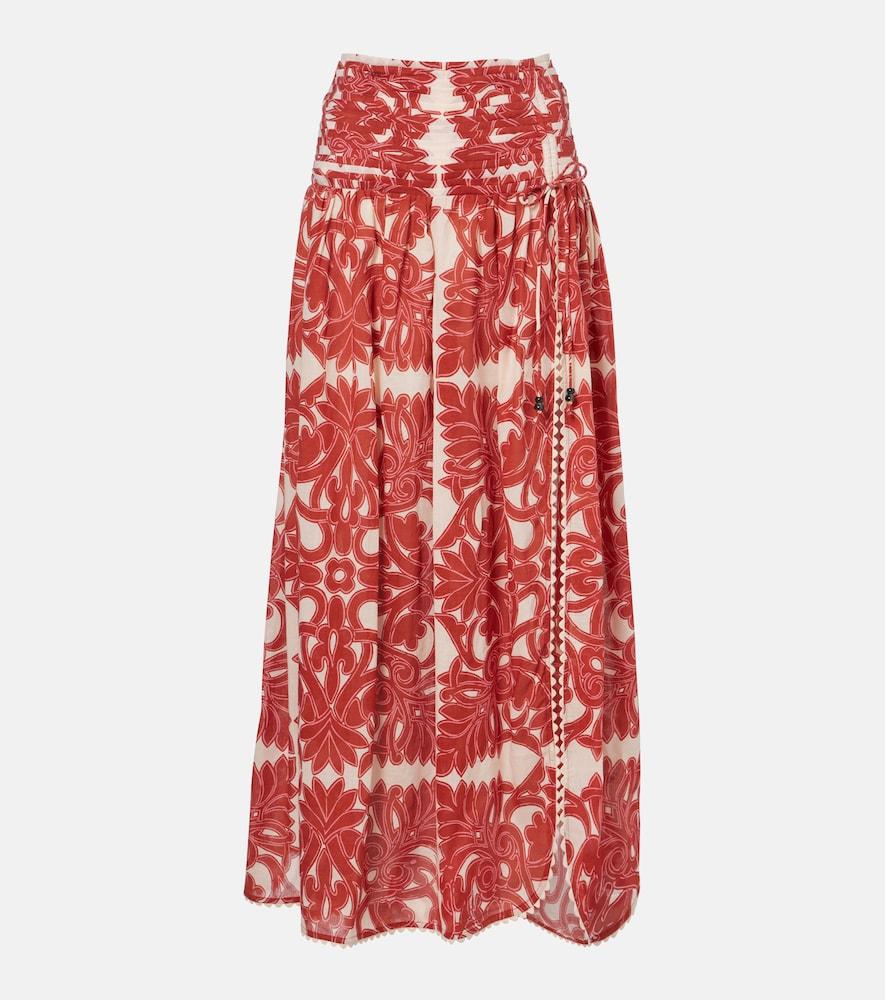 poupette st barth carla printed cotton maxi skirt