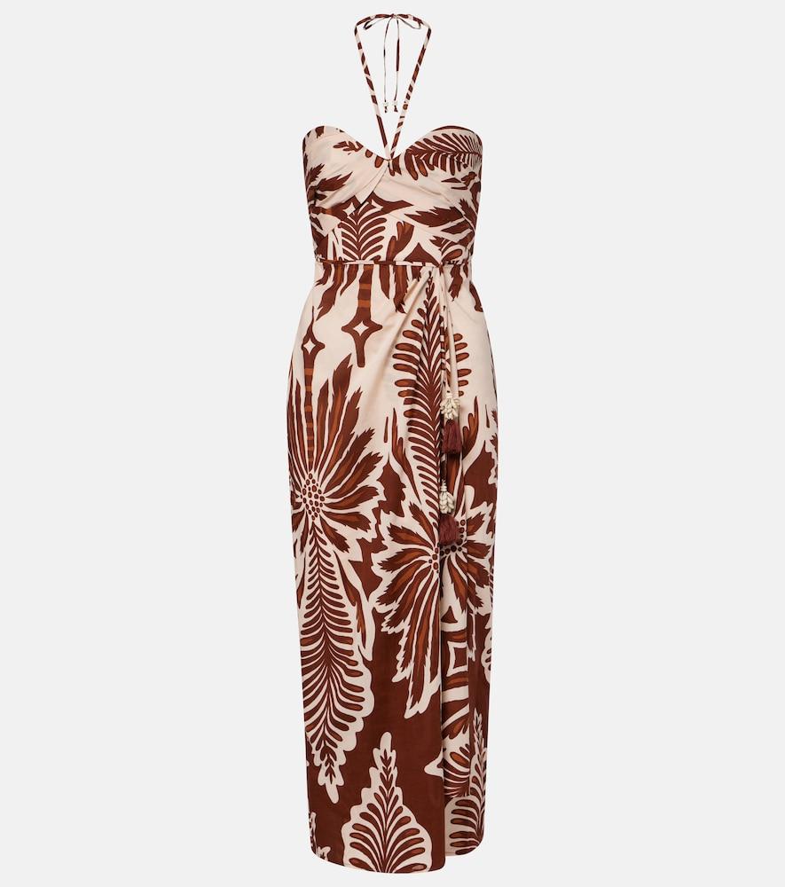 poupette st barth collina printed cotton midi dress