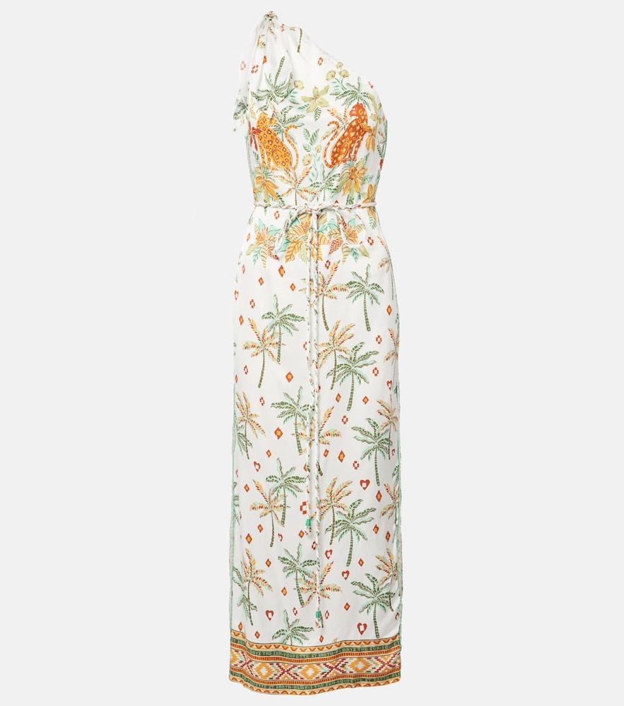poupette st barth isabelle printed one-shoulder kaftan