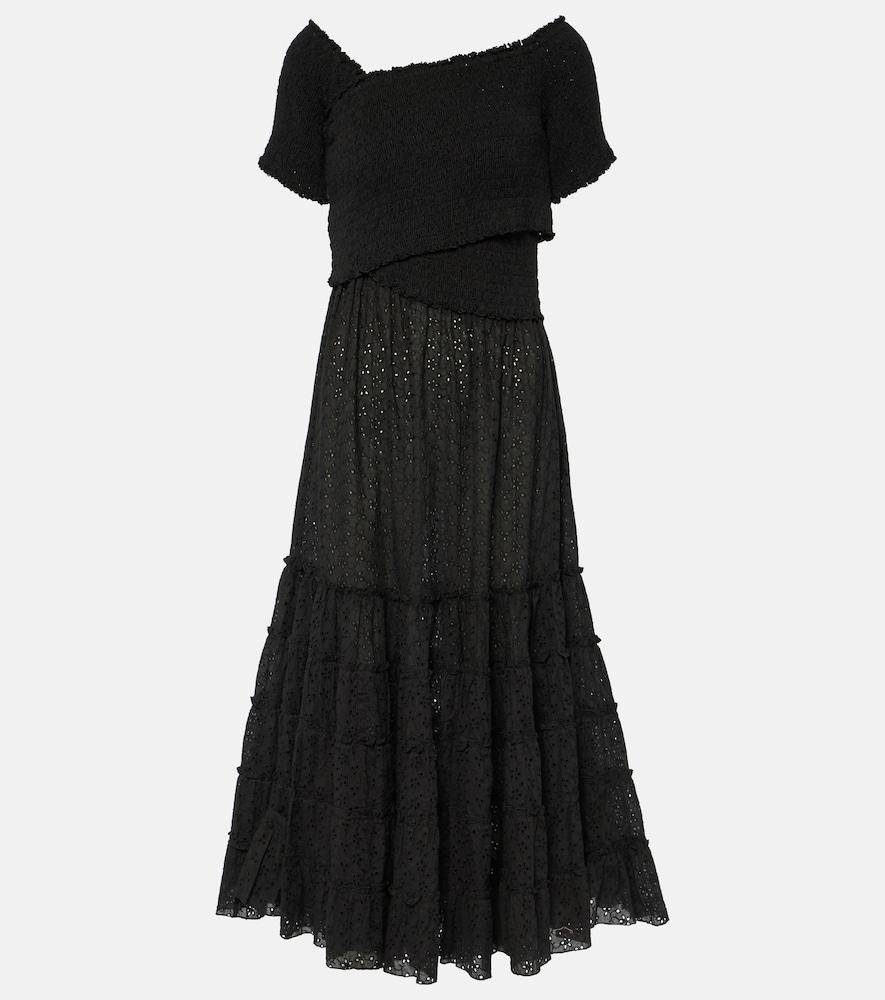 poupette st barth soledad smocked cotton midi dress