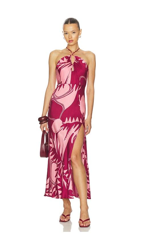 poupette st barth stella long dress in burgundy. - size l (also in m)