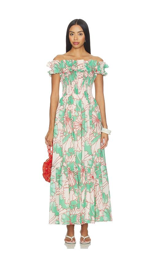 poupette st barth suzanne long dress in green. - size m (also in xs)