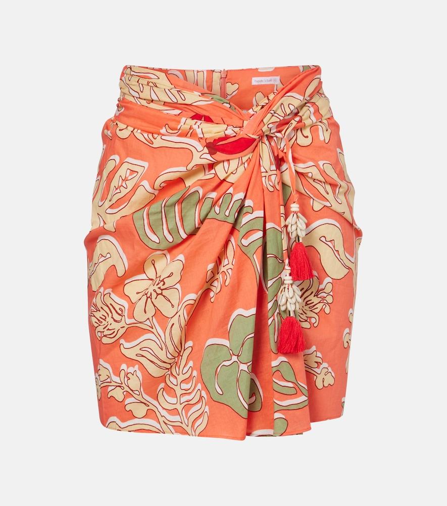 poupette st barth tilda gathered printed cotton miniskirt