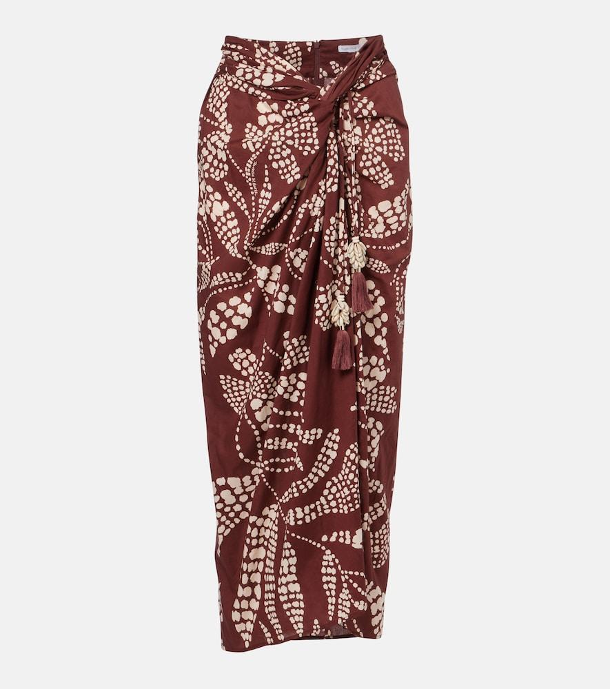 poupette st barth uma printed cotton midi skirt