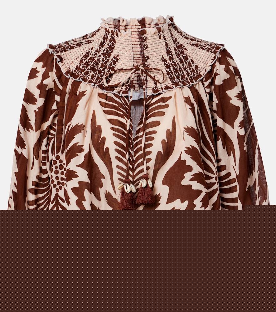 poupette st barth ysee printed smocked cotton blouse
