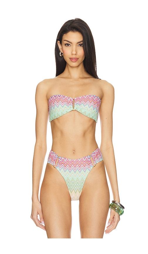 pq detail bandeau bikini top in pink,mint. - size l (also in m)