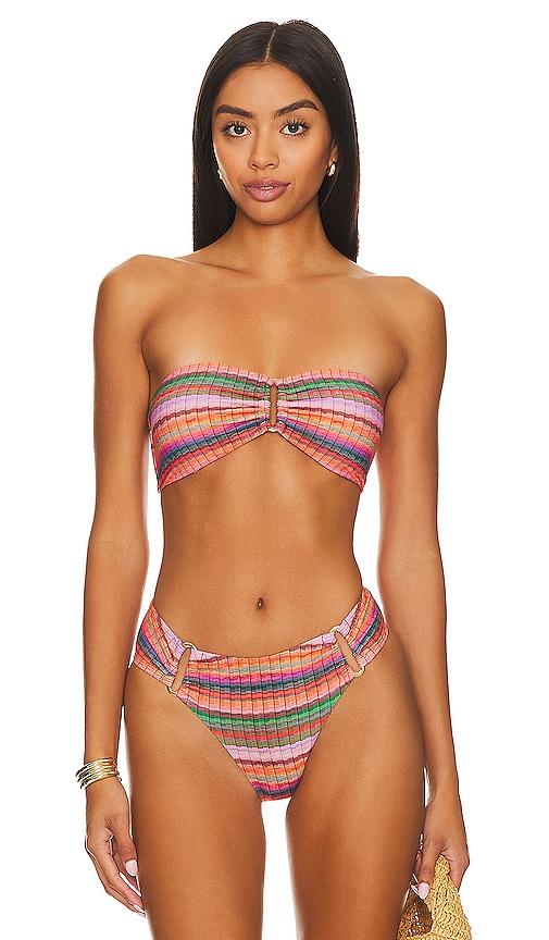 pq detail bandeau bikini top in pink. - size l (also in m)