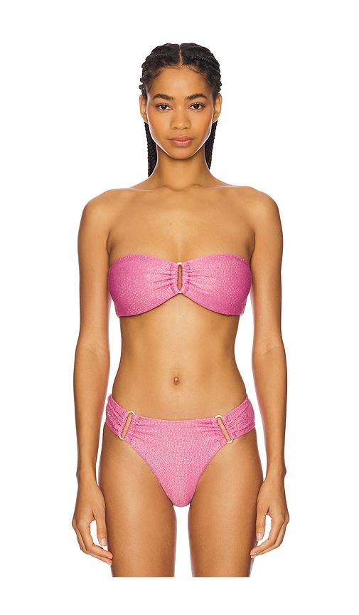 pq detail bandeau bikini top in pink. - size l (also in m)