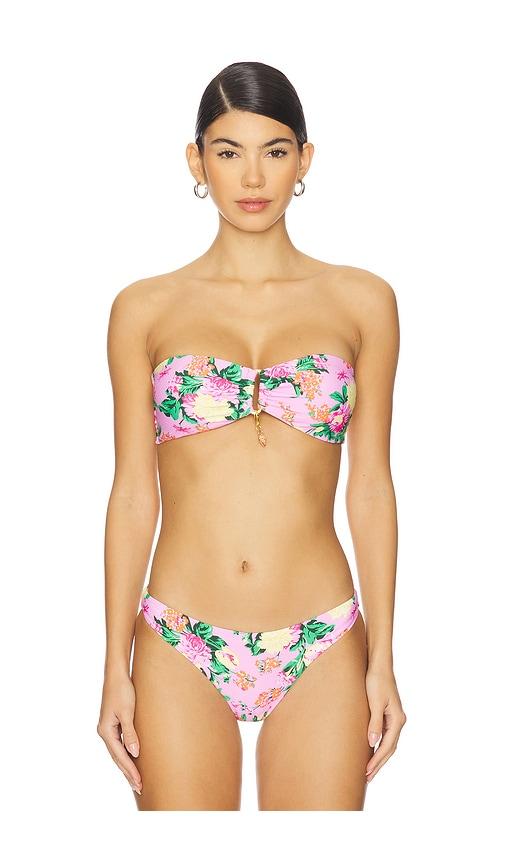 pq detail bandeau bikini top indahlia in pink. - size l (also in m)