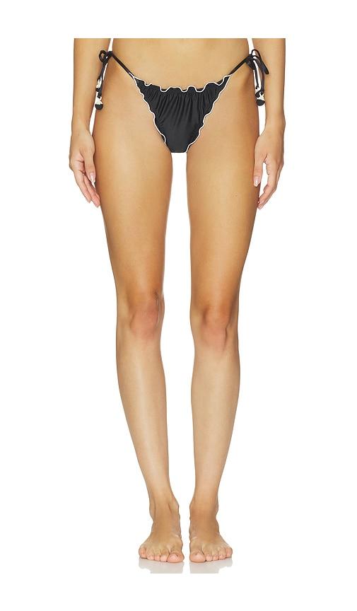 pq lettuce edge tie side bikini bottom in black. - size l (also in s, m)