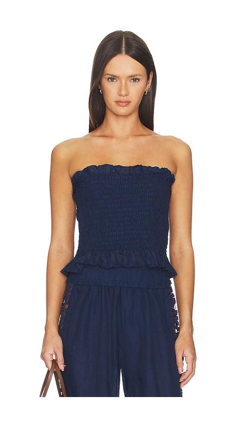 pq lexi smocked top in navy. - size l (also in s, m)