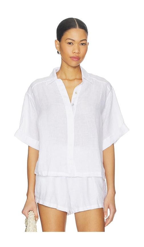 pq linen button up top in white. - size m/l (also in xs/s)