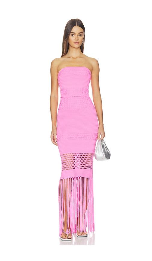 pq melissa fringe dress in pink. - size m/l (also in xs/s)