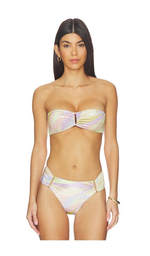 pq ring bandeau bikini top in lemon,lavender. - size m (also in s)