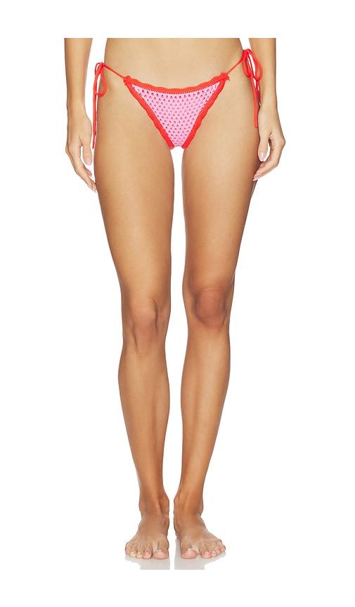 pq tia crochet tie side bikini bottom in pink. - size l (also in s, m)