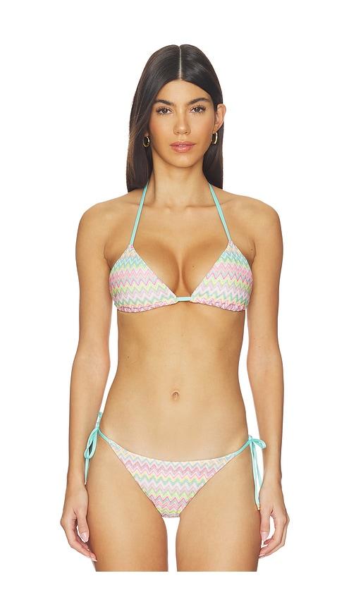pq triangle bikini top in pink,teal. - size m (also in s)
