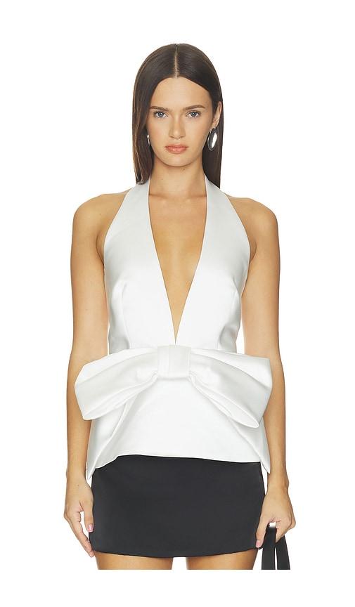 prabal gurung deep v-neck halter satin top in white. - size 4 (also in 6, 8)