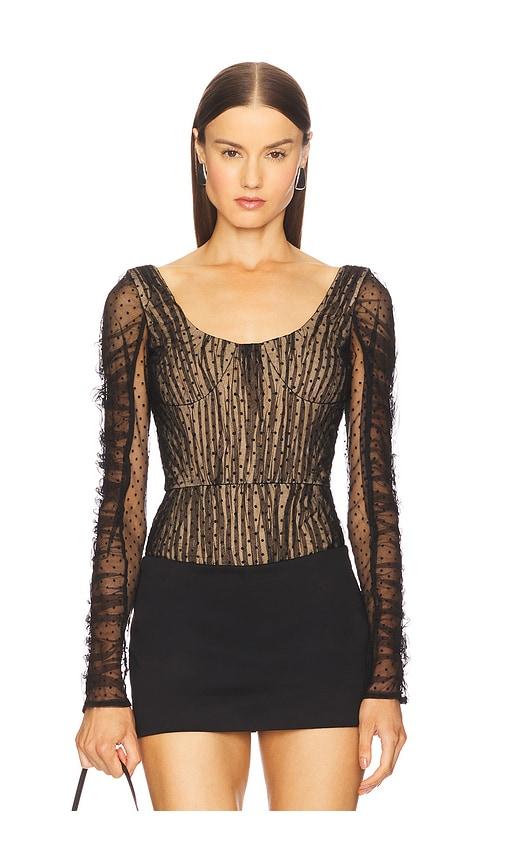 prabal gurung long sleeve bodysuit in black. - size m (also in xs)