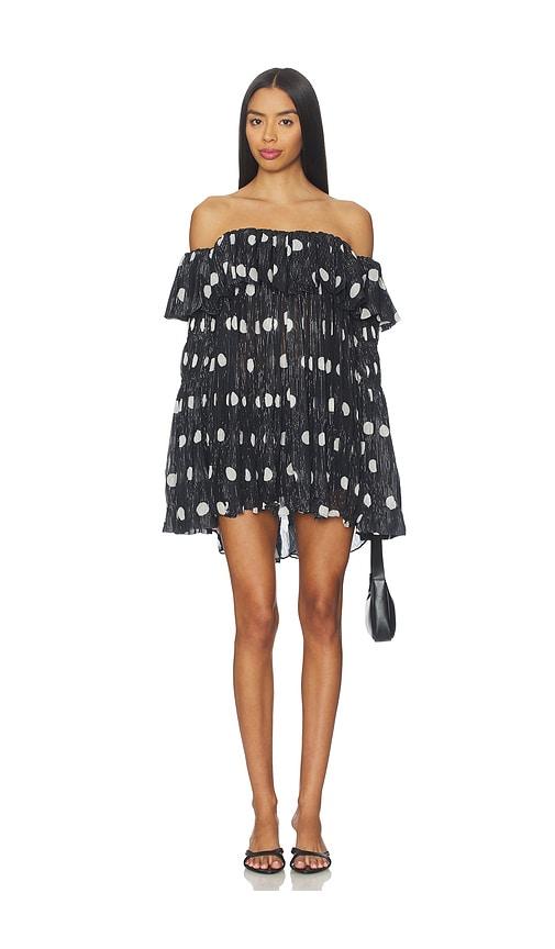 prabal gurung off-shoulder long sleeve faux sweater top in black & white. - size 0 (also in 2, 4)