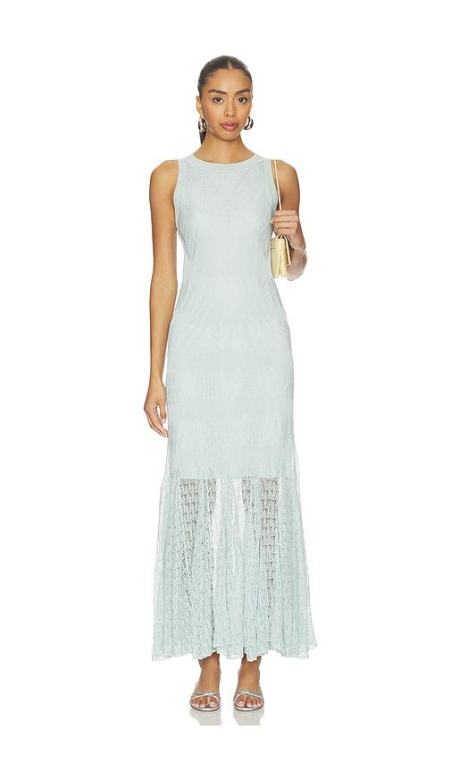 prabal gurung pointelle slip maxi trumpet dress in baby blue. - size l (also in xs, s, m)