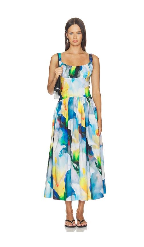 prabal gurung ruched waist yoke dress in blue. - size 0 (also in 2, 4, 6)