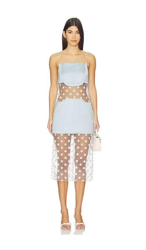prabal gurung sheer panelled slip midi dress in baby blue. - size 0 (also in 8)