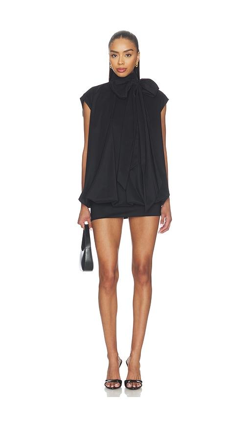 prabal gurung tie-neck cocoon mini dress in black. - size 0 (also in 8)