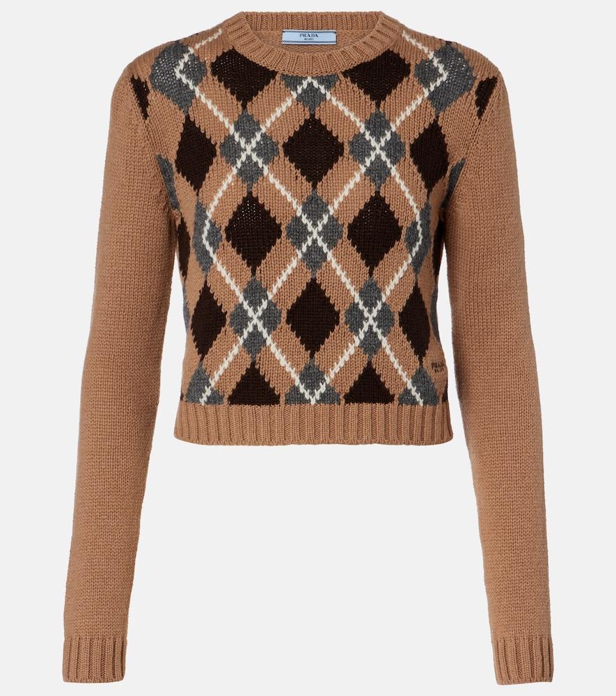 prada argyle cashmere sweater