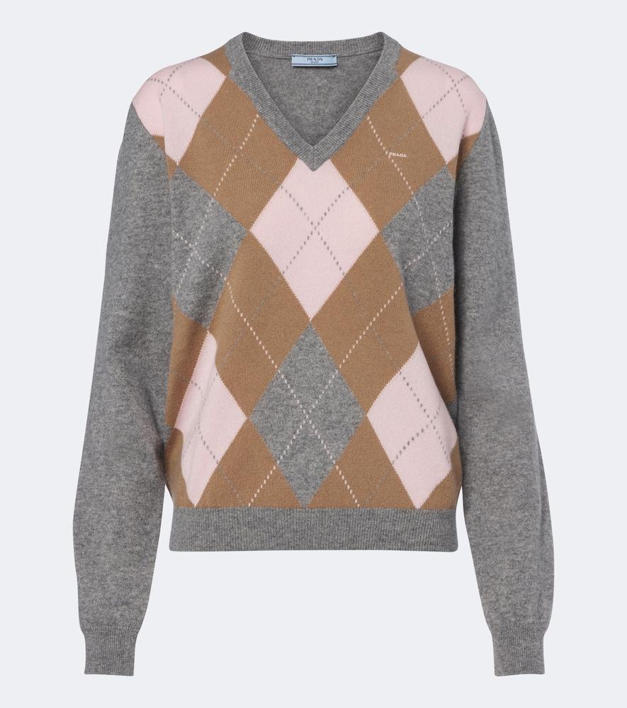 prada argyle cashmere sweater