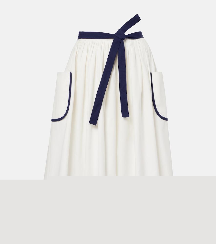 prada belted cotton and linen midi skirt