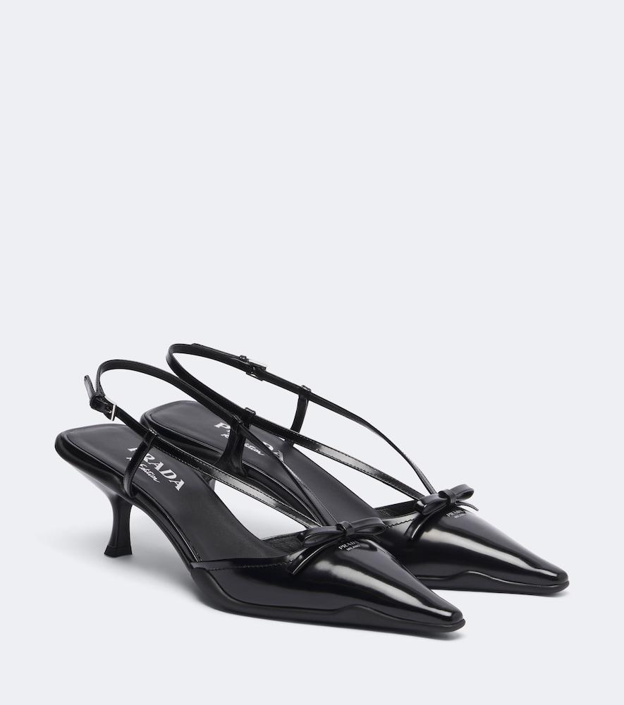 prada bow-detail leather slingback pumps